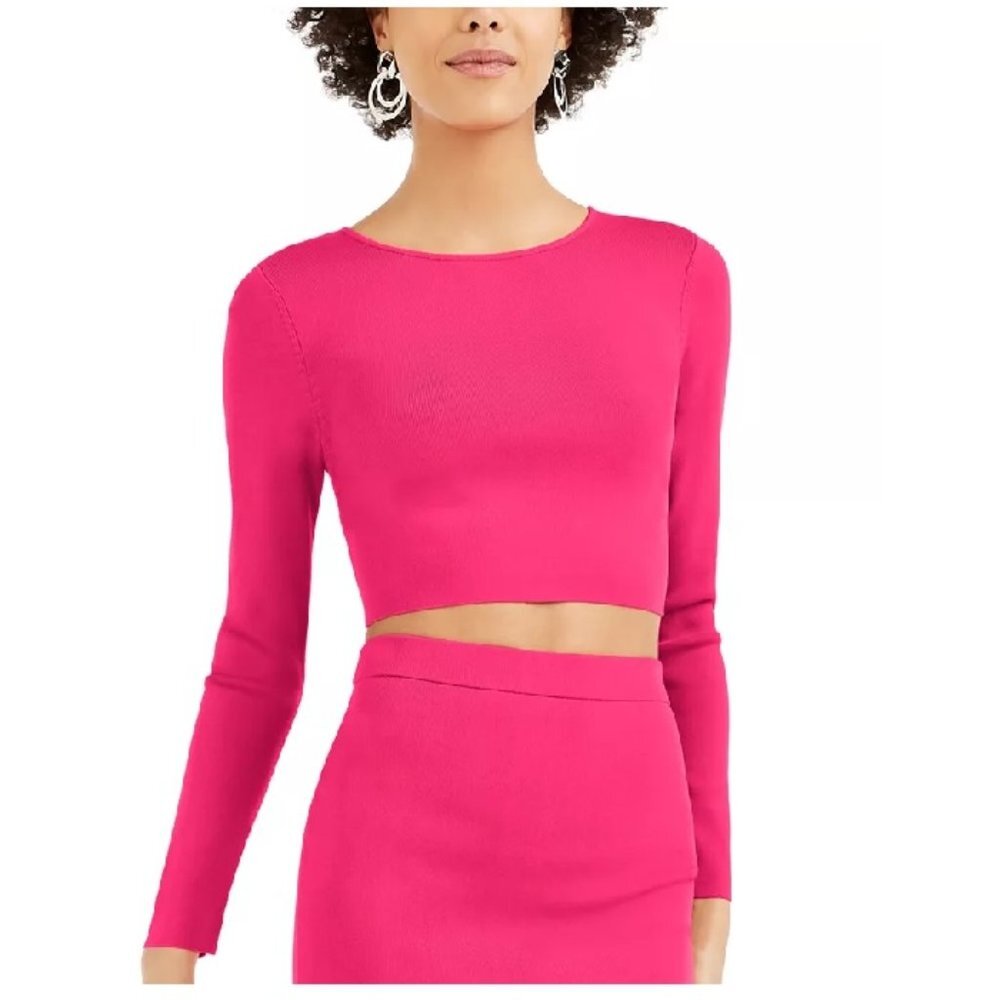 Bar III Bodycon Cropped Crew-Neck Sweater